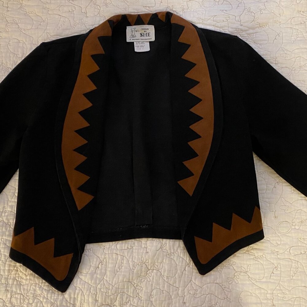 Designs by SHE - Vintage Tuxedo Jacket - Black Brown - SMALL